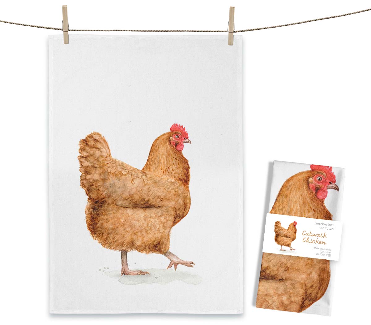 MALUU Geschirrtuch Catwalk Chicken