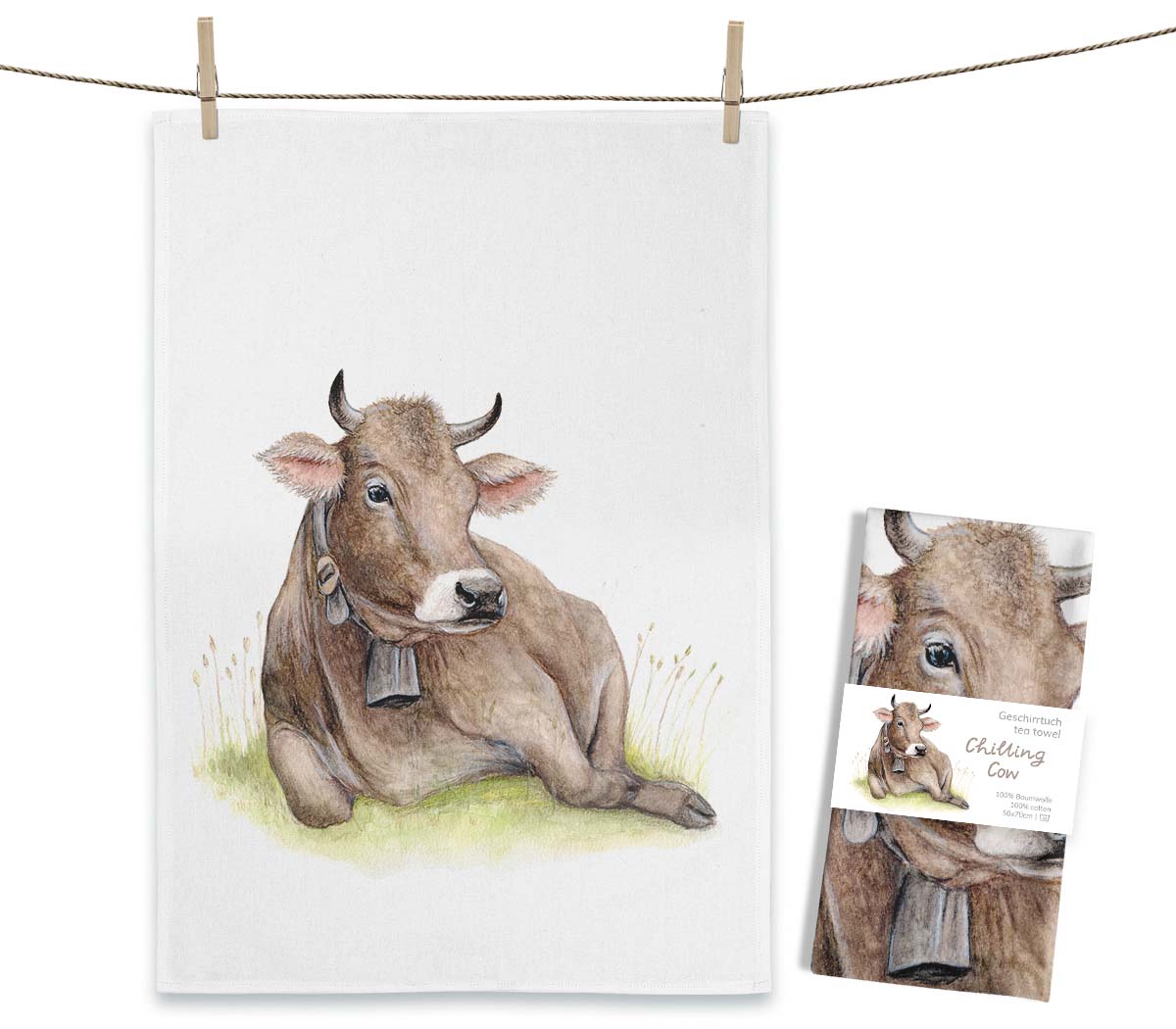 MALUU Geschirrtuch Chilling Cow