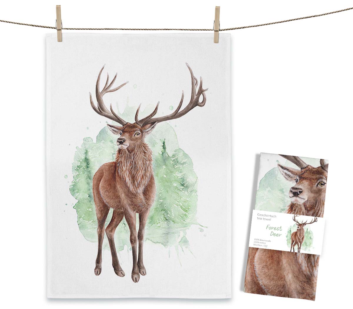 MALUU Geschirrtuch Forest Deer