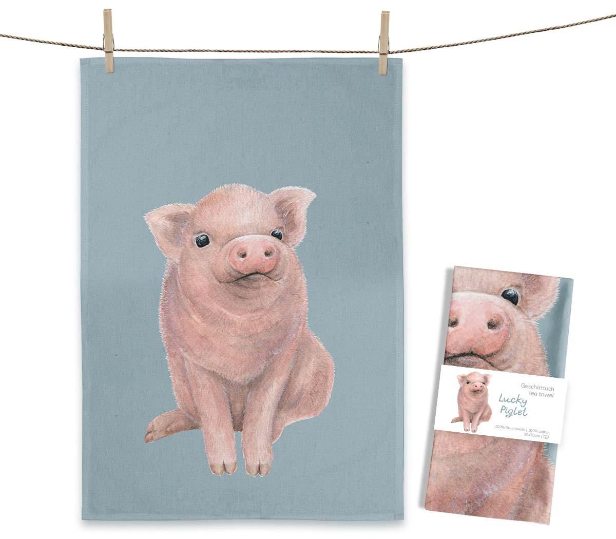 MALUU Geschirrtuch Lucky Piglet