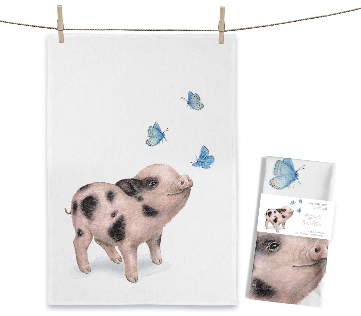 MALUU Geschirrtuch Piglet Sniffle