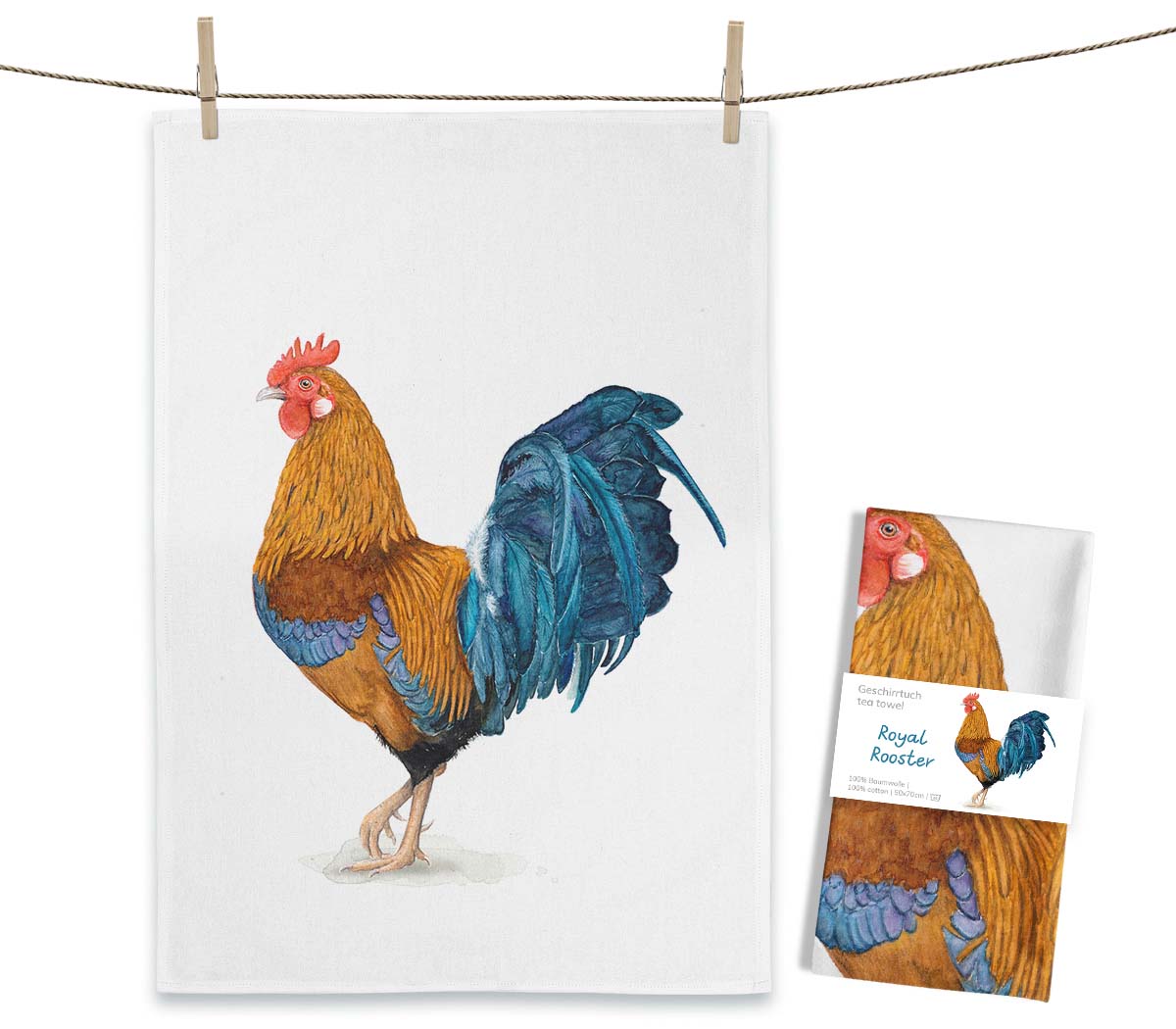 MALUU Geschirrtuch Royal Rooster