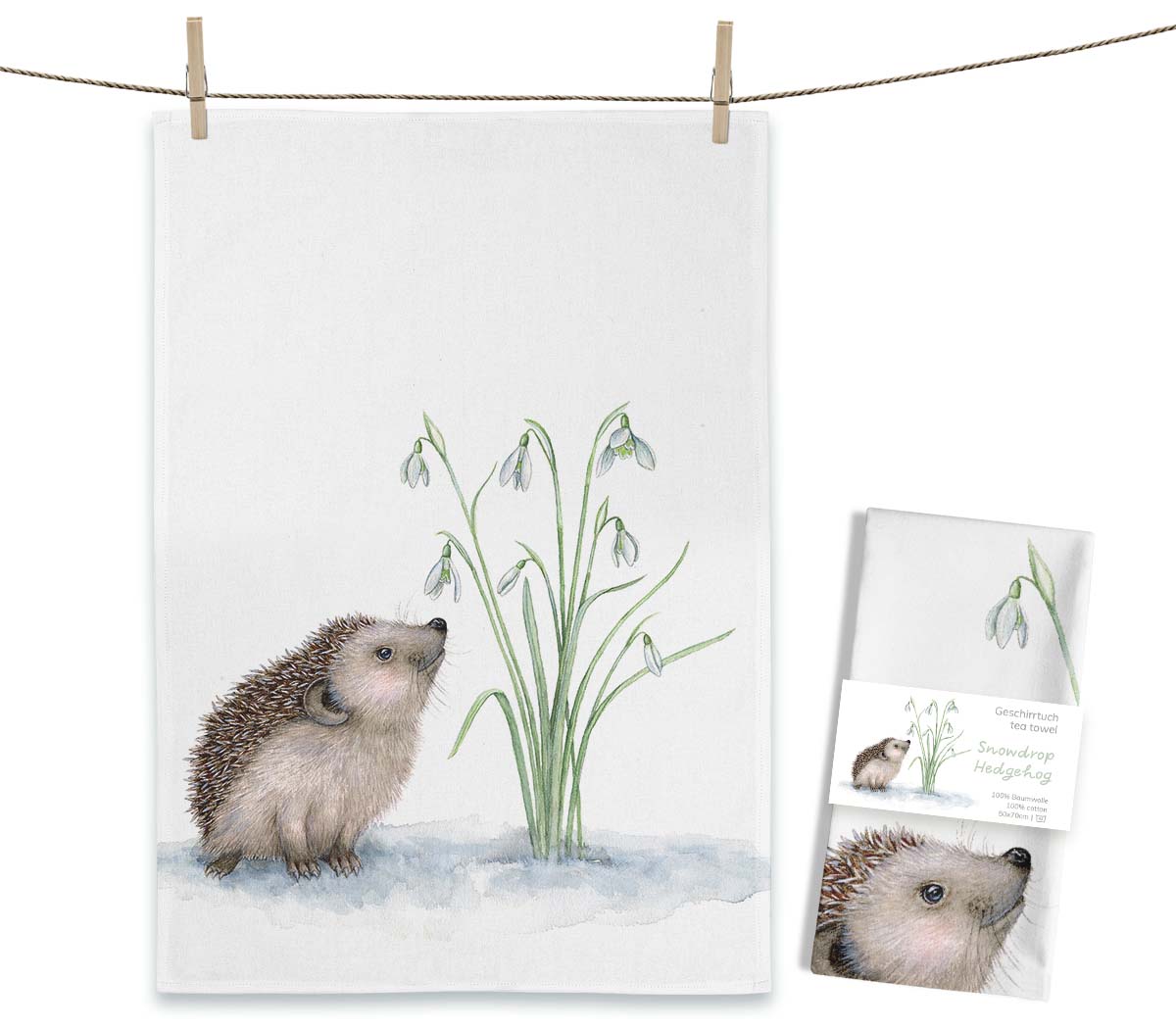 MALUU Geschirrtuch Snowdrop Hedgehog
