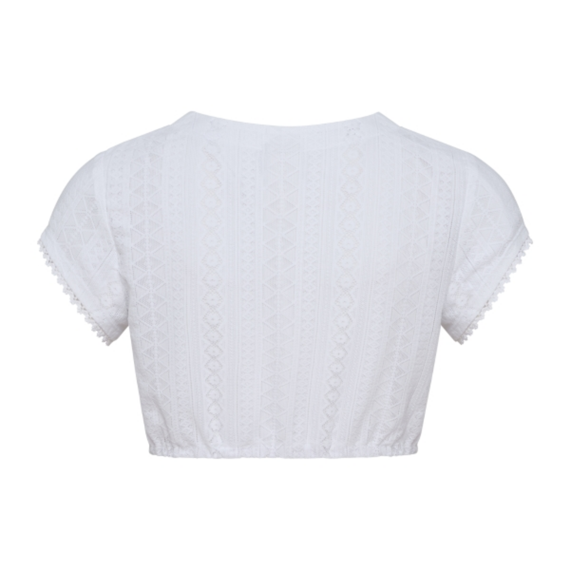 Berwin Dirndlbluse aus Streifen-Spitze mit V-Ausschnitt