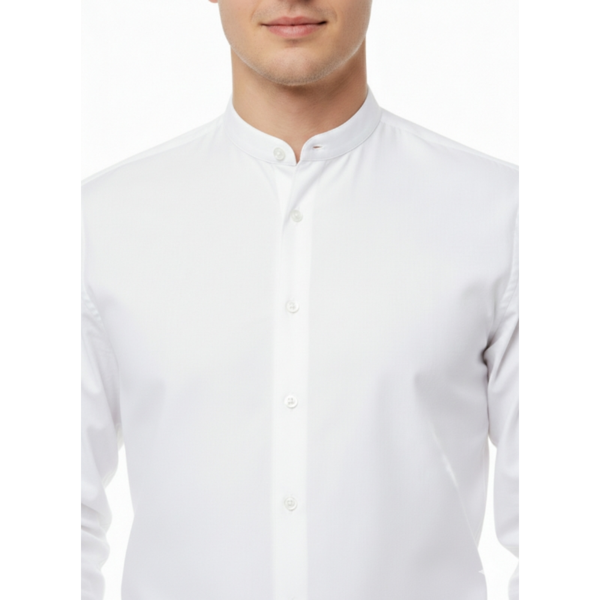 Herrenhemd aus Stretch-Oxford mit Stehkragen, elastischer Stoff, klassische Silhouette und bequeme Passform.