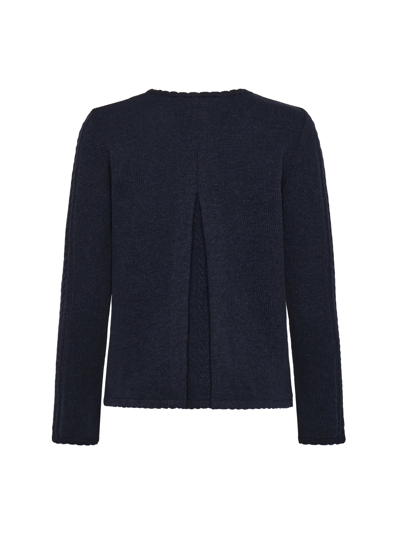 Berwin Merino-Pullover mit Zopfmuster und Kellerfalte
