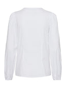 „Hoamatzauber“ – Baumwoll-Stretch-Bluse mit Faltenausschnitt