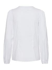 „Hoamatzauber“ – Baumwoll-Stretch-Bluse mit Faltenausschnitt
