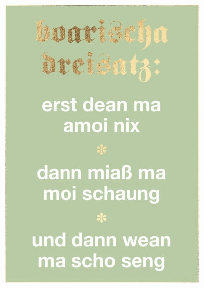 Postkarte Bayern - boarischa Dreisatz