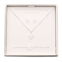 Geschenkset - Halskette-Armband-Ohrstecker - versilbert - Baum des Lebens