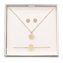 Geschenkset - Halskette-Armband-Ohrstecker - vergoldet - Mandala des Glücks