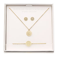 Geschenkset - Halskette-Armband-Ohrstecker - vergoldet - Mandala des Glücks