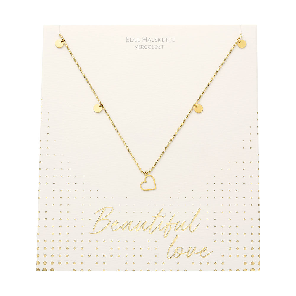 Halskette - „Beautiful“ - Edelstahl - Herz vergoldet