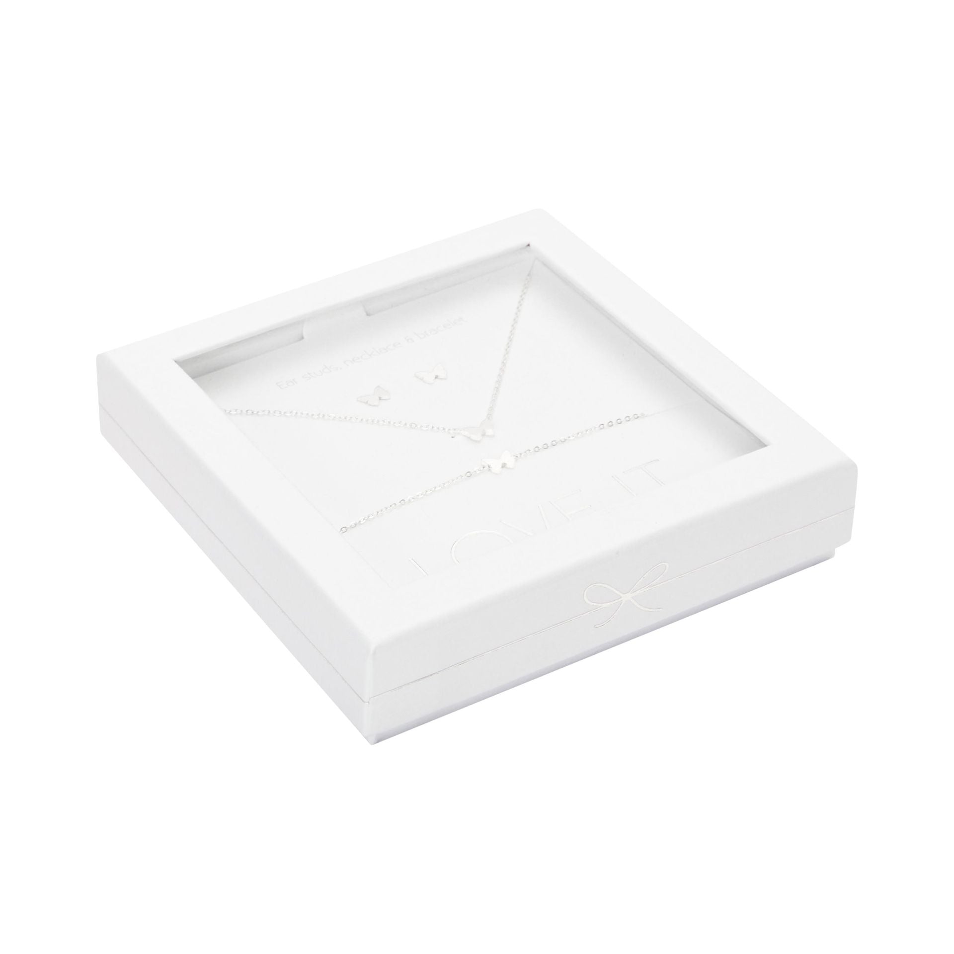 Geschenkset Love it. - versilbert - Schmetterling