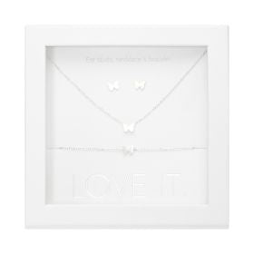 Geschenkset Love it. - versilbert - Schmetterling