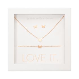 Geschenkset Love it. - rosévergoldet - Schmetterling