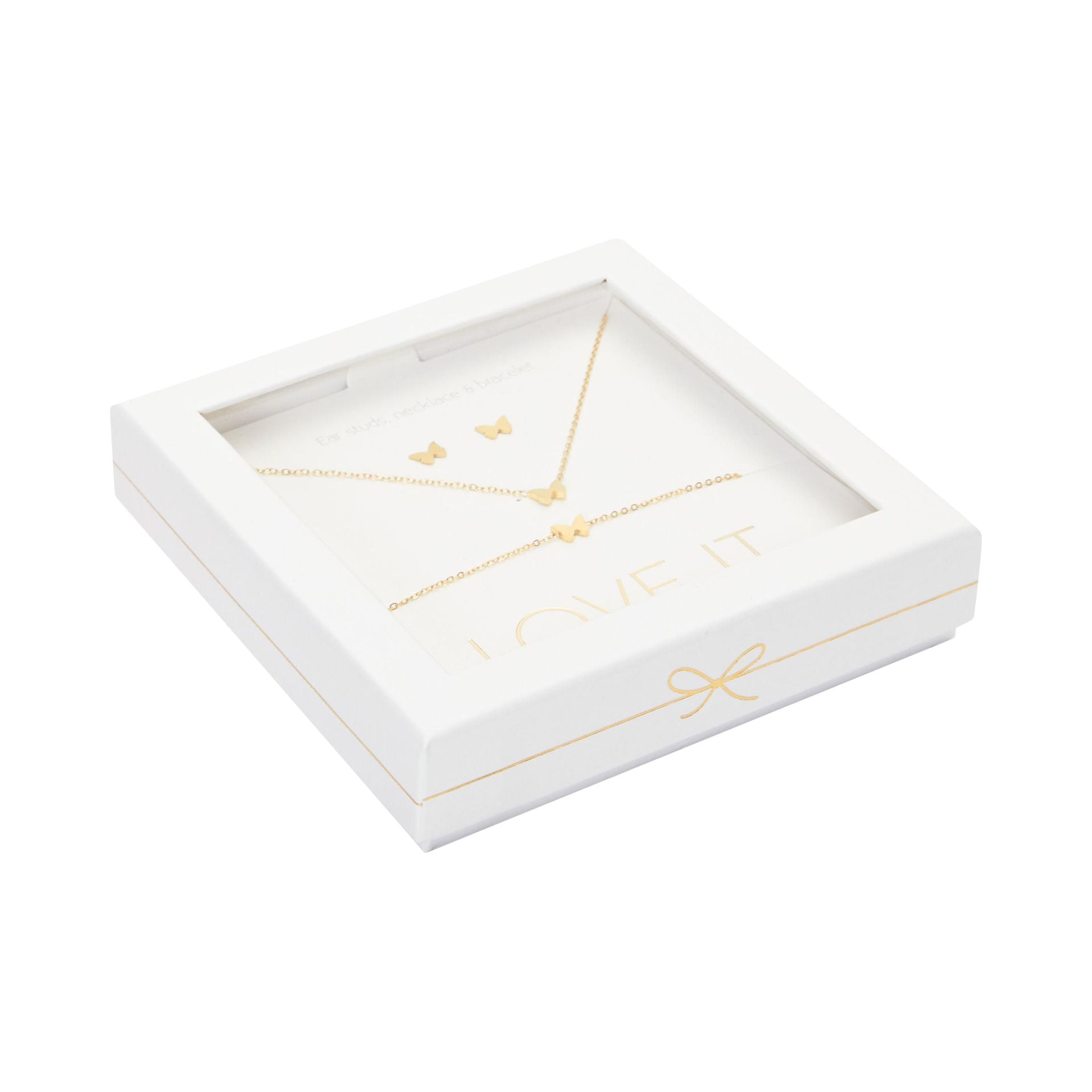 Geschenkset Love it. - vergoldet - Schmetterling