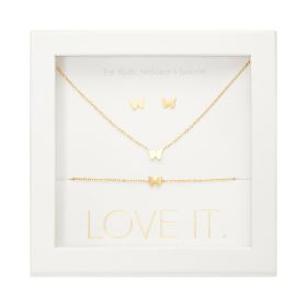 Geschenkset Love it. - vergoldet - Schmetterling