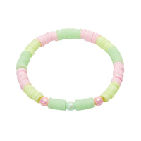 Armband - "Happy Kids" - Heishi - Grün-Rosa