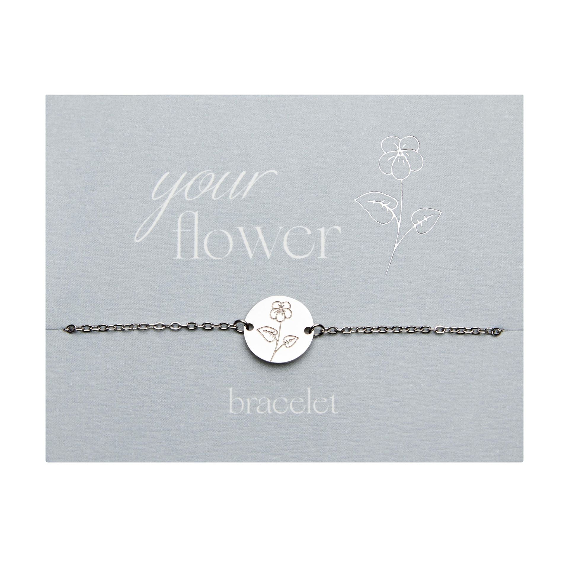 Armband Your Flower - Edelstahl - Veilchen - Februar
