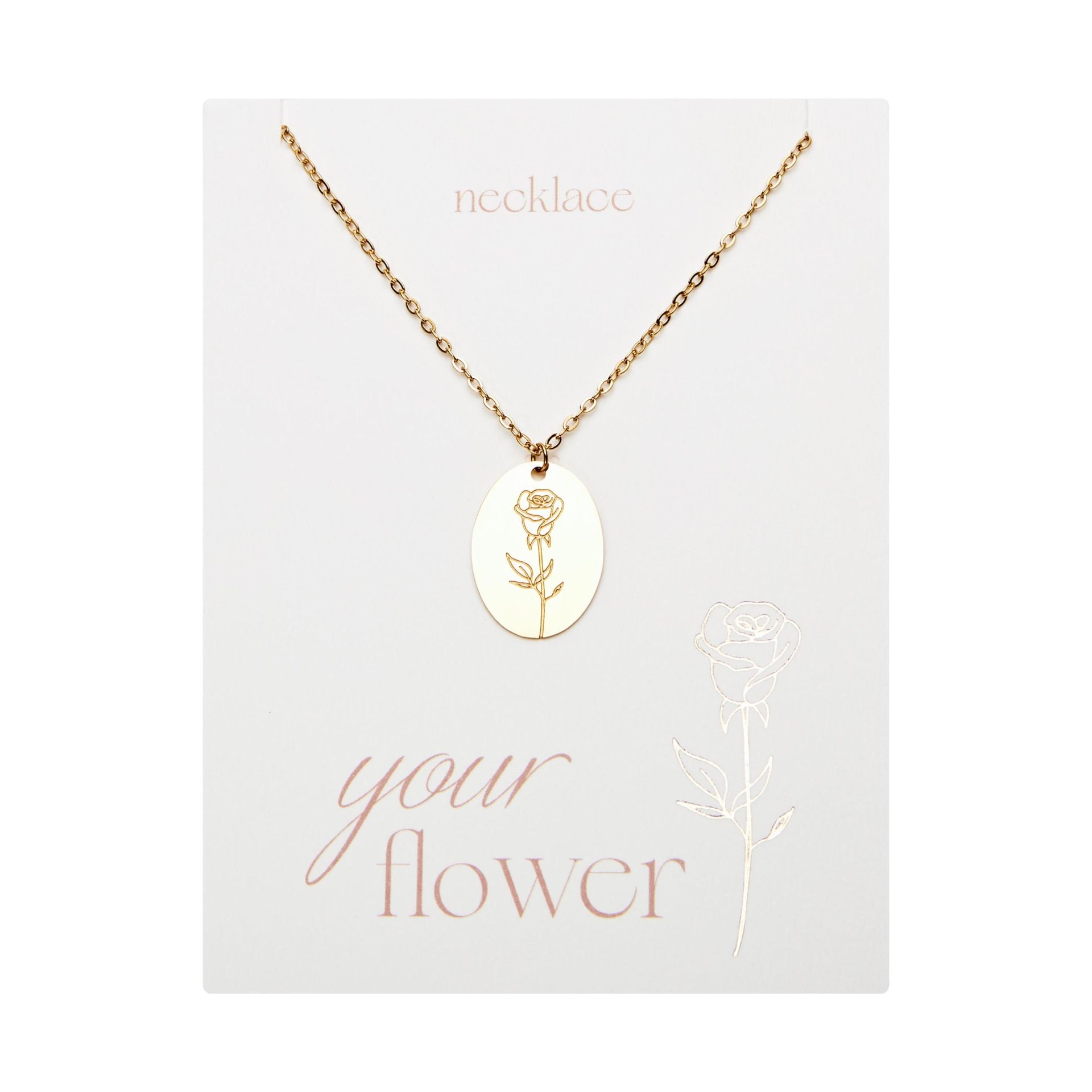 Halskette Your Flower - vergoldet - Rose - Juni