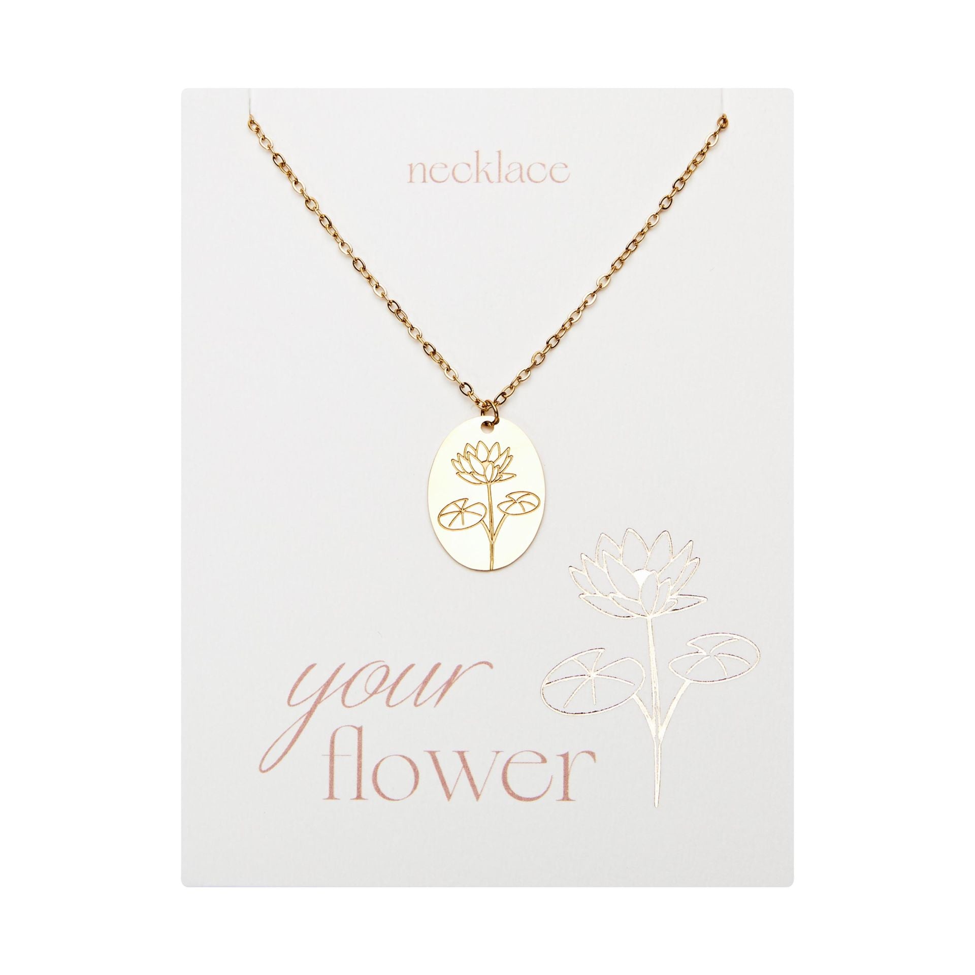 Halskette Your Flower - vergoldet - Seerose - Juli