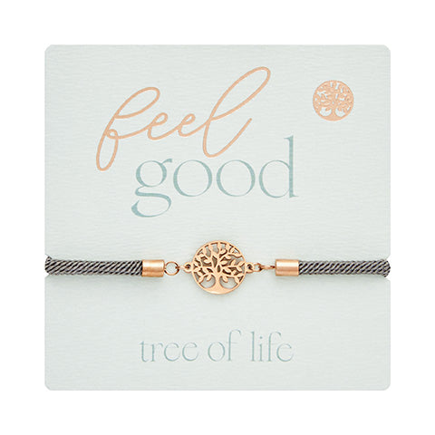 Armband - "feel good" - Edelstahl rosévergoldet - Baum des Lebens