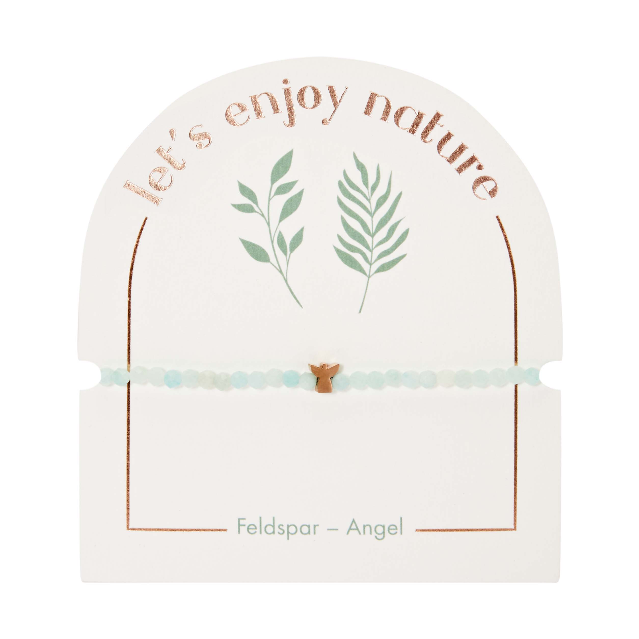 Armband - "let's enjoy nature" - Feldspat gefärbt - rosèvergoldet - Engel