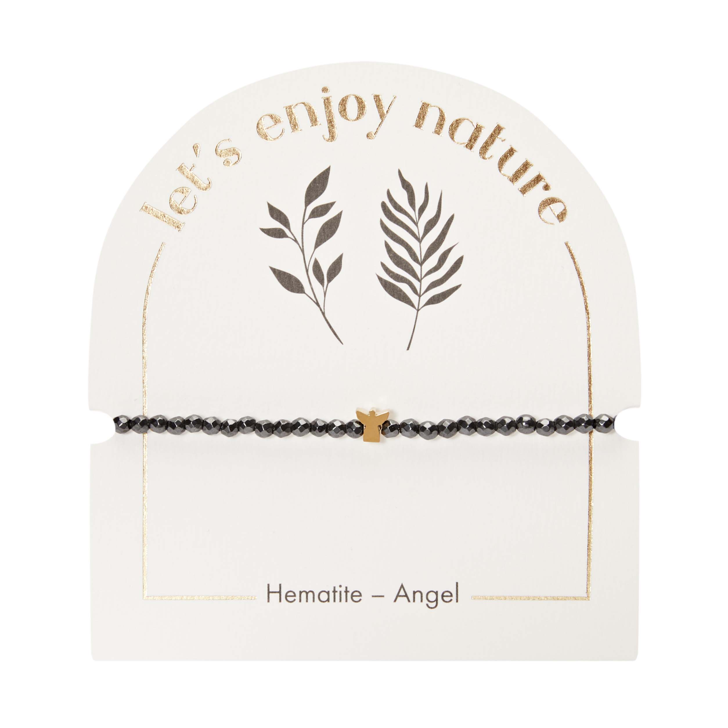 Armband - "let's enjoy nature" - Hämatit - vergoldet - Engel
