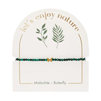 Armband - "let's enjoy nature" - Malachit - vergoldet - Schmetterling