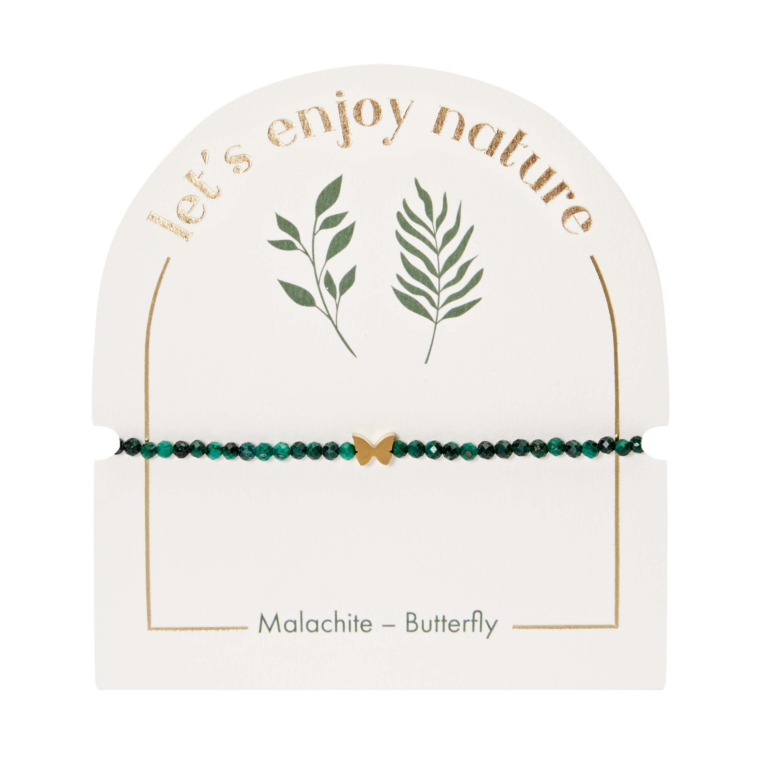 Armband - "let's enjoy nature" - Malachit - vergoldet - Schmetterling
