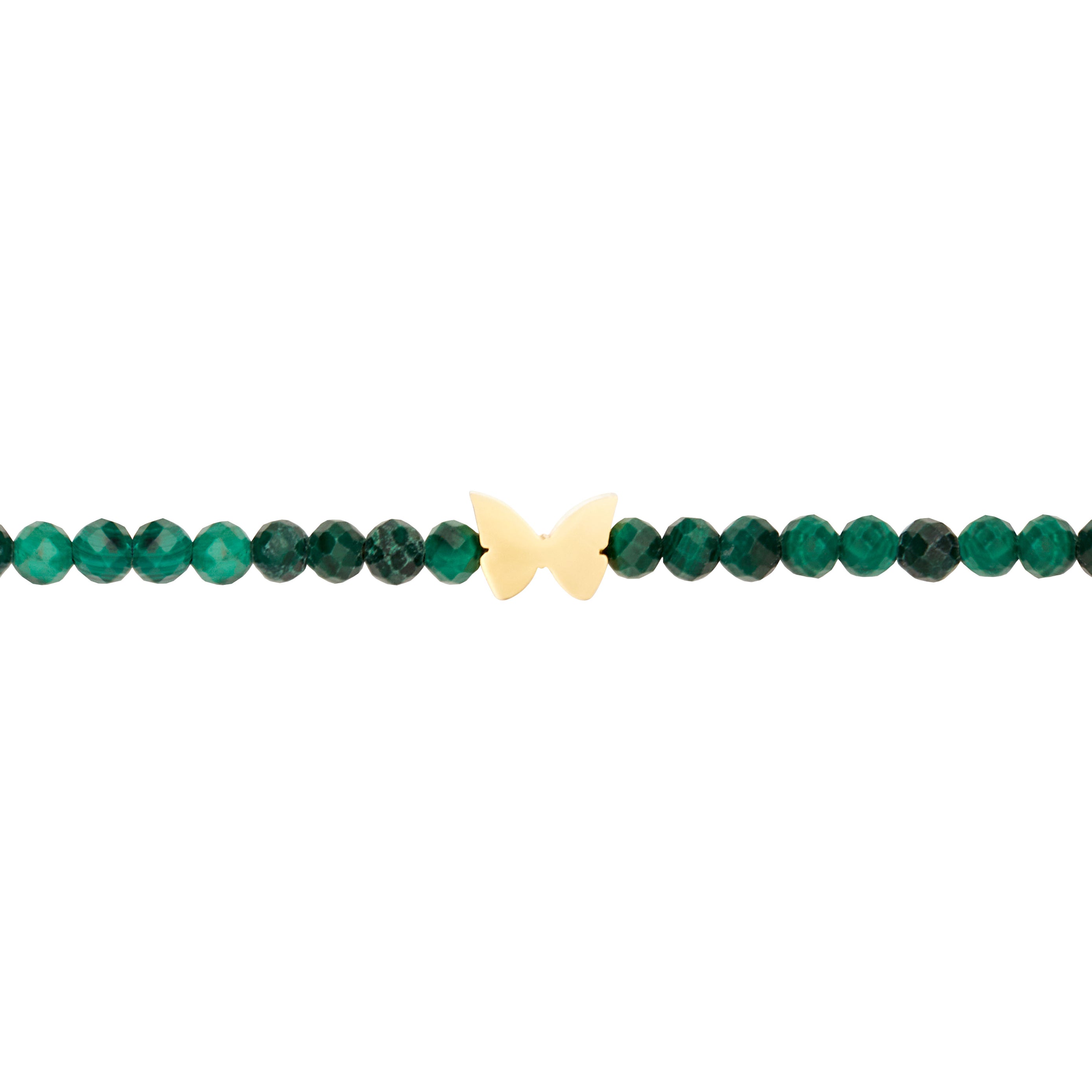 Armband - "let's enjoy nature" - Malachit - vergoldet - Schmetterling