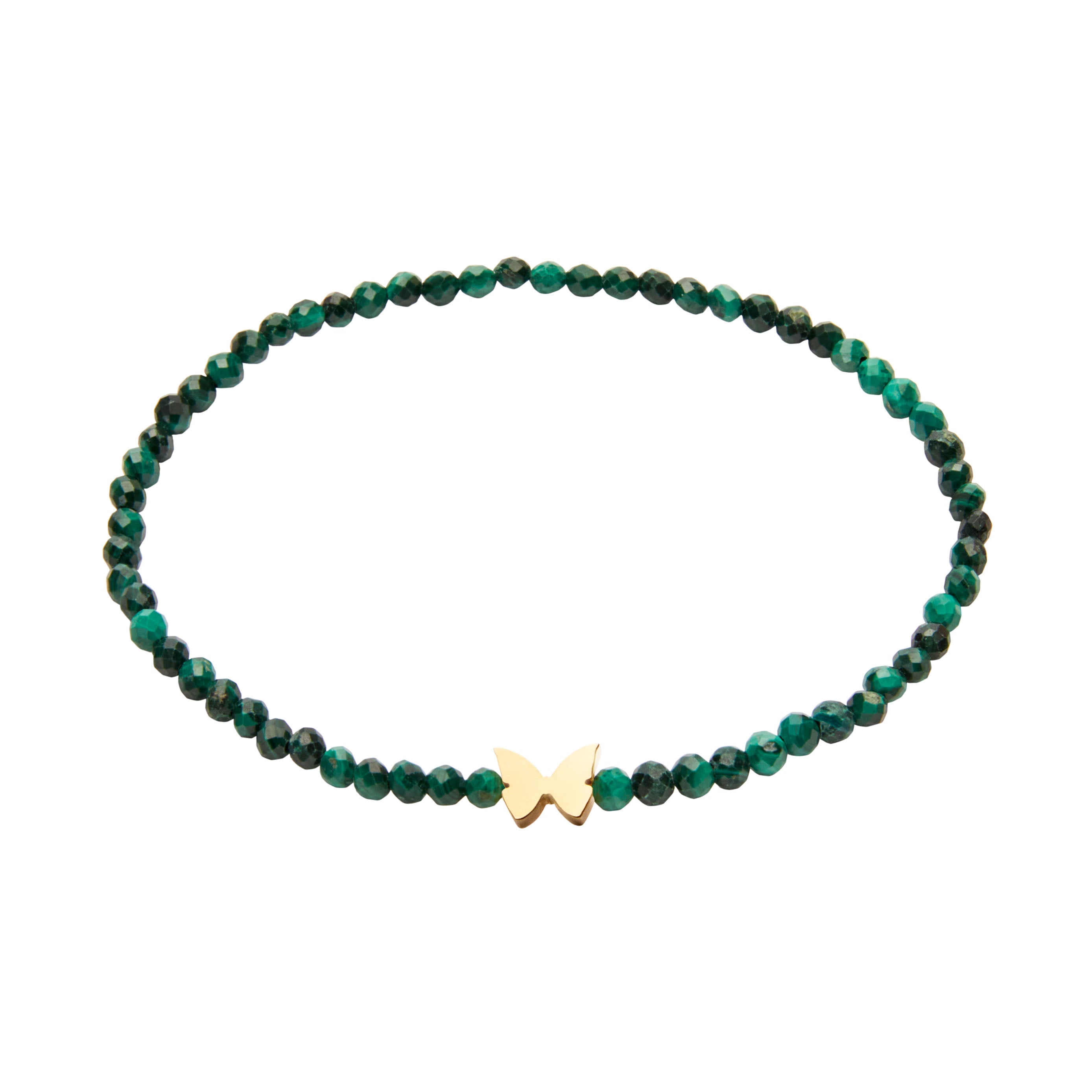 Armband - "let's enjoy nature" - Malachit - vergoldet - Schmetterling