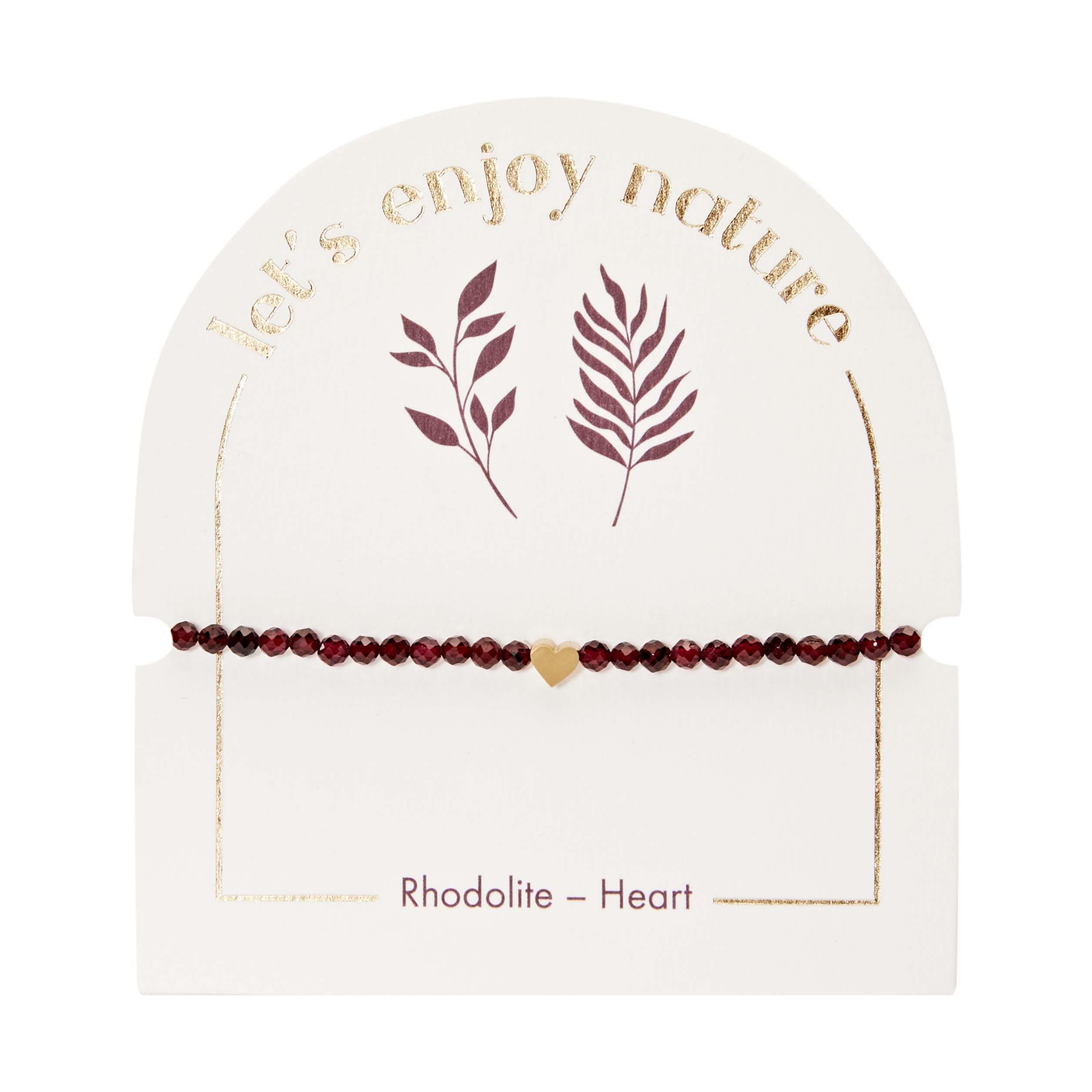 Armband - "let's enjoy nature" - Rhodolith - vergoldet - Herz