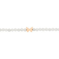 Armband - "let's enjoy nature" - Mondstein - rosévergoldet - Schmetterling