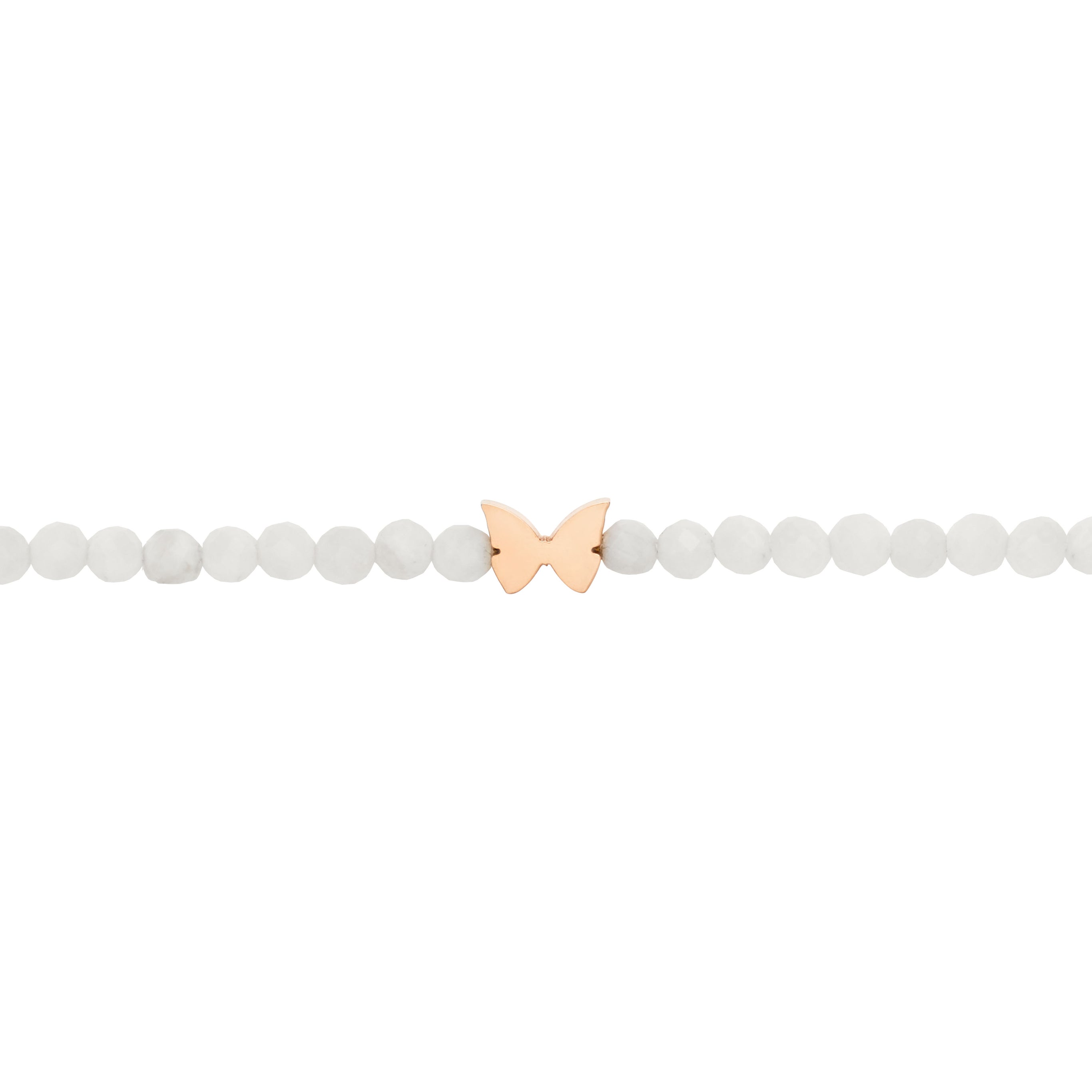 Armband - "let's enjoy nature" - Mondstein - rosévergoldet - Schmetterling