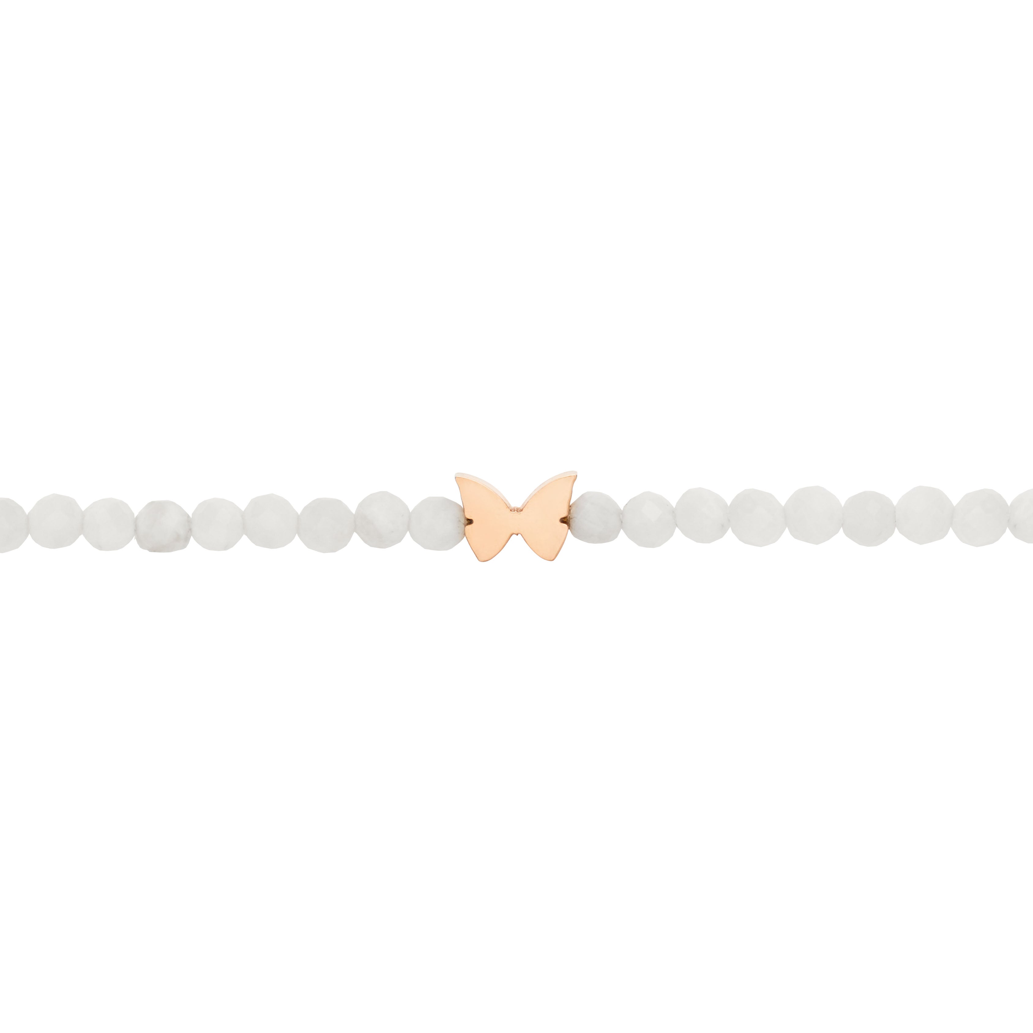 Armband - "let's enjoy nature" - Mondstein - rosévergoldet - Schmetterling