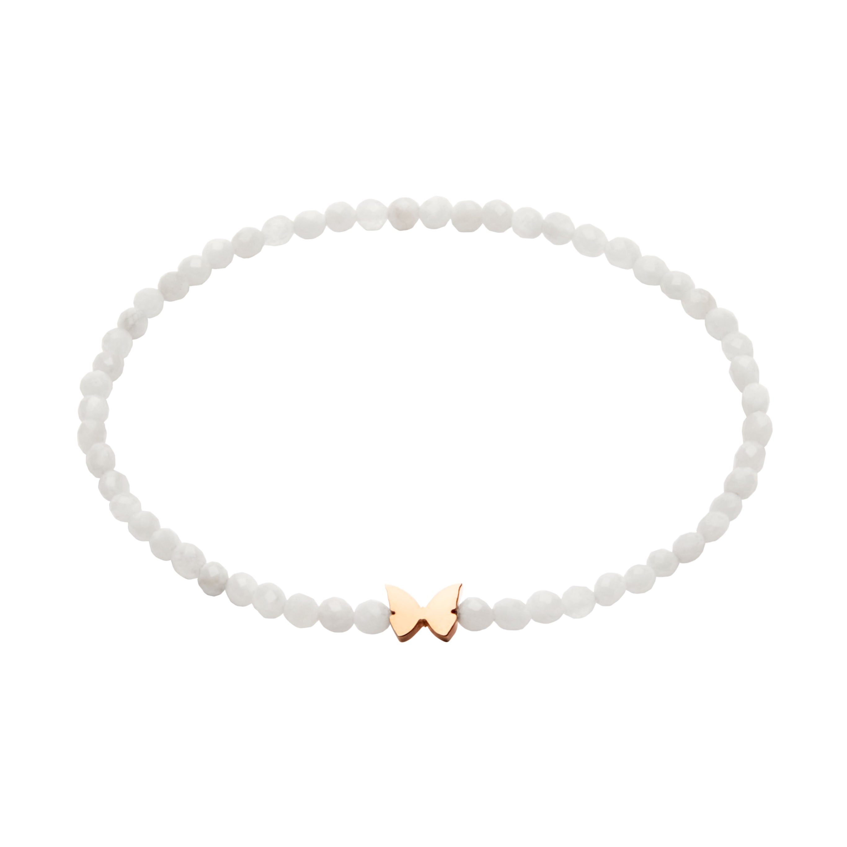 Armband - "let's enjoy nature" - Mondstein - rosévergoldet - Schmetterling