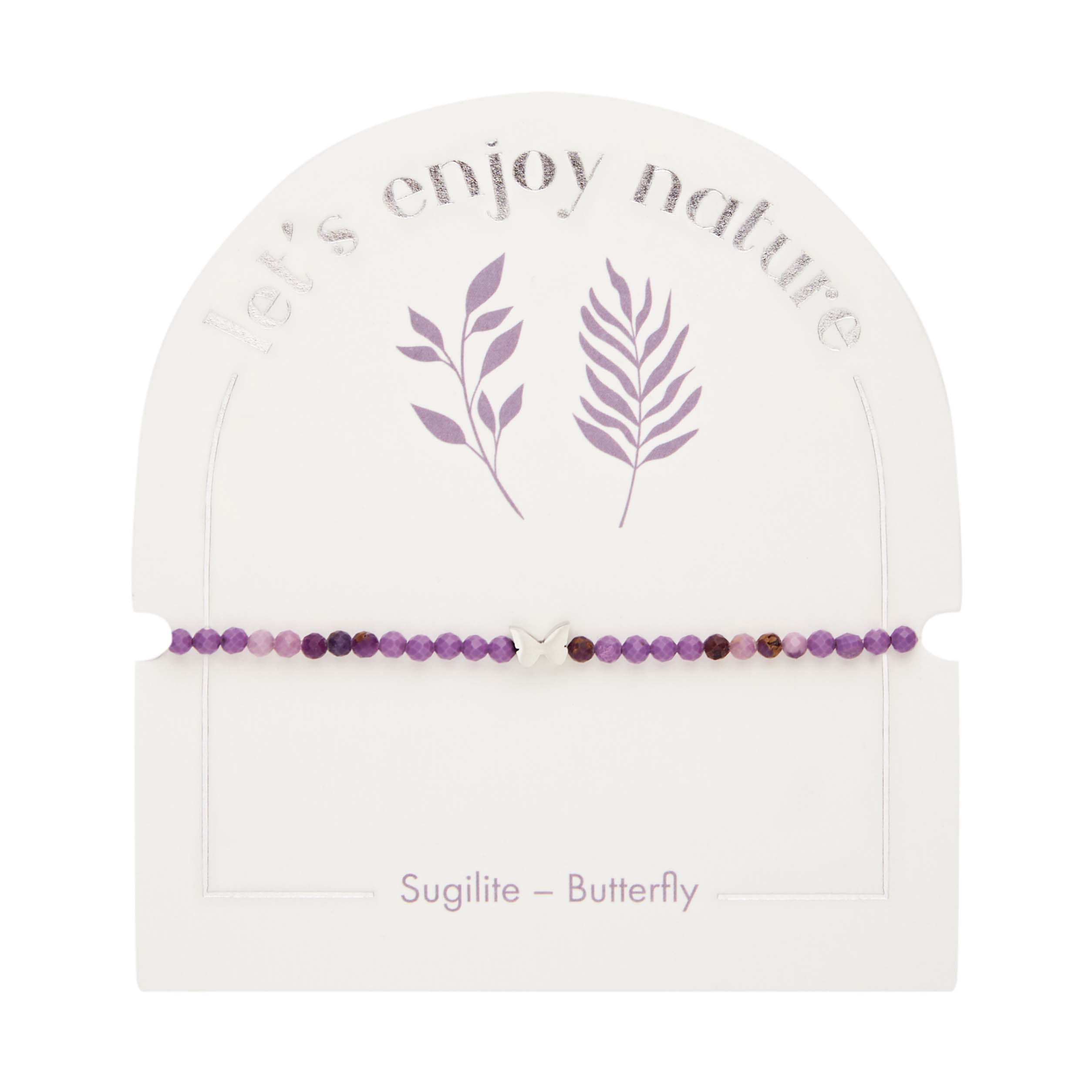 Armband - "let's enjoy nature" - Sugilith - Edelstahl - Schmetterling