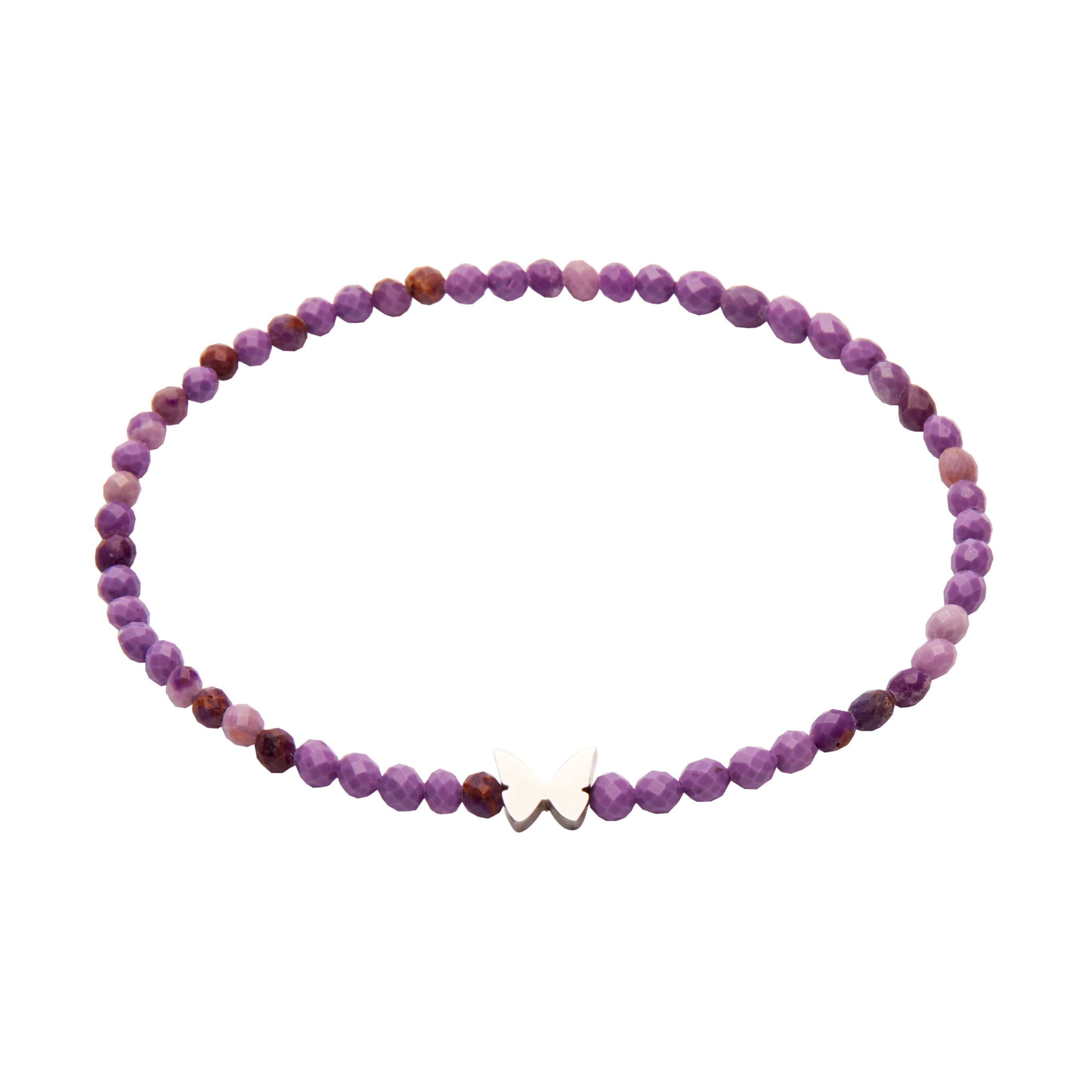 Armband - "let's enjoy nature" - Sugilith - Edelstahl - Schmetterling