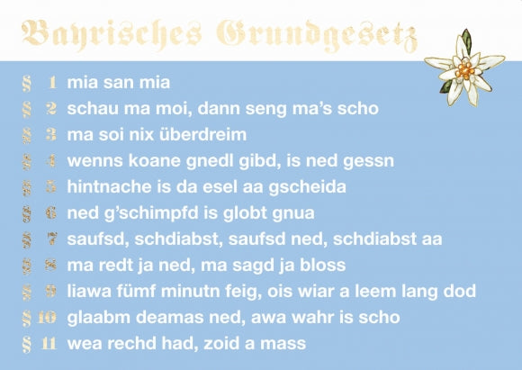 Postkarte Bayern - Bayerisches Grundgesetz