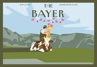 Postkarte: The Bayer - Tuba auf Kuh mit Herzen