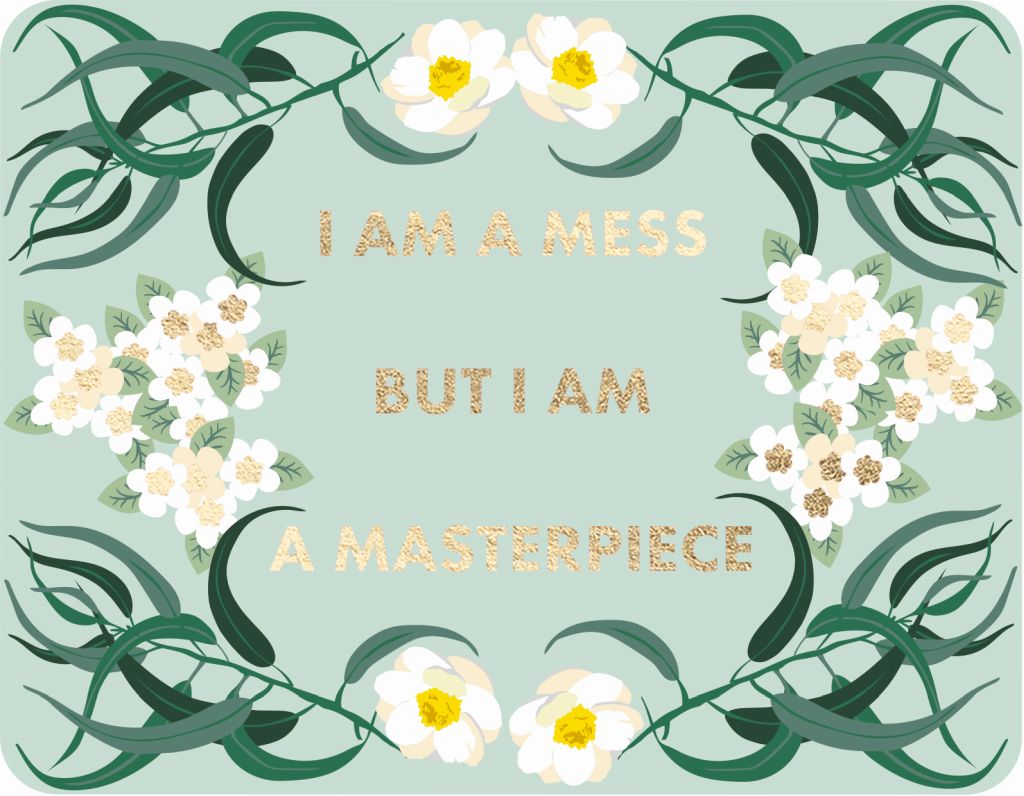 Postkarte - Green Wave - I am a mess but i am a masterpiece
