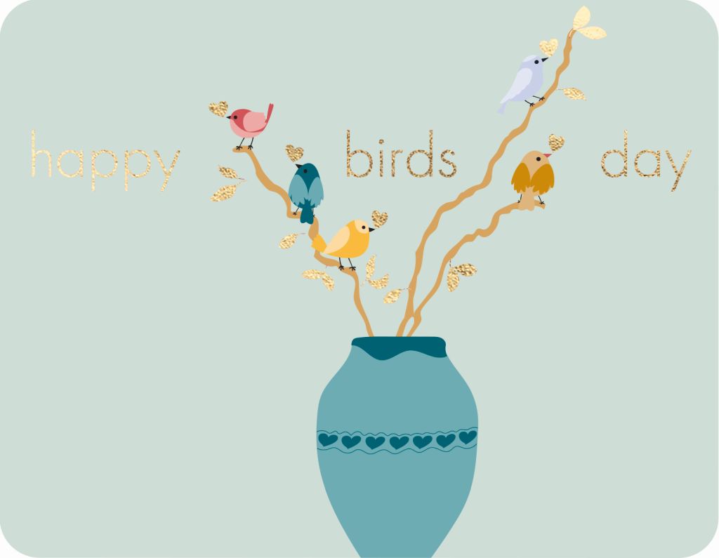 Postkarte - Green Wave - Happy Birds Day