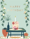Doppelkarte - Green Wave - Happy Birthday Blumentorte