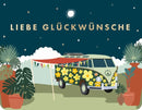 Doppelkarte - Green Wave - Liebe Glückwünsche Camper, Flowers & Peace