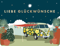 Doppelkarte - Green Wave - Liebe Glückwünsche Camper, Flowers & Peace