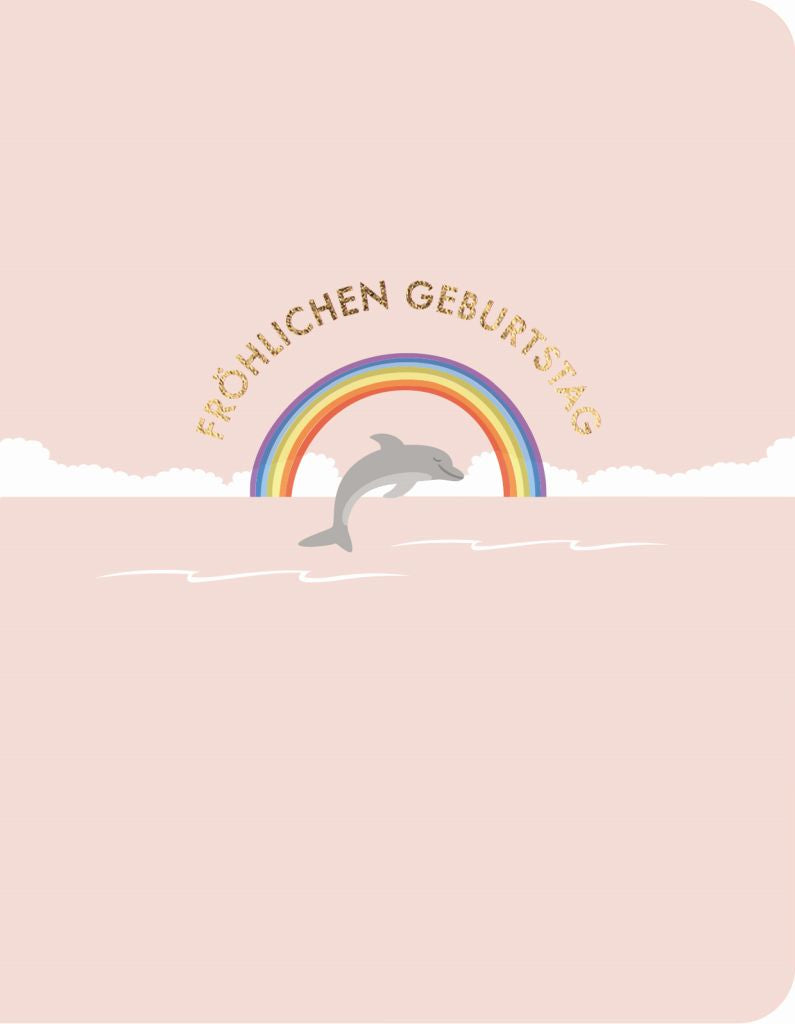 Doppelkarte - Green Wave - Fröhlichen Geburtstag Delfin