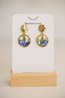 Amethyst Bloom Farn- und Stein-Stecker-Tropfenohrringe