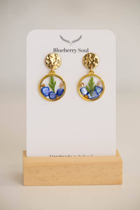 Amethyst Bloom Farn- und Stein-Stecker-Tropfenohrringe
